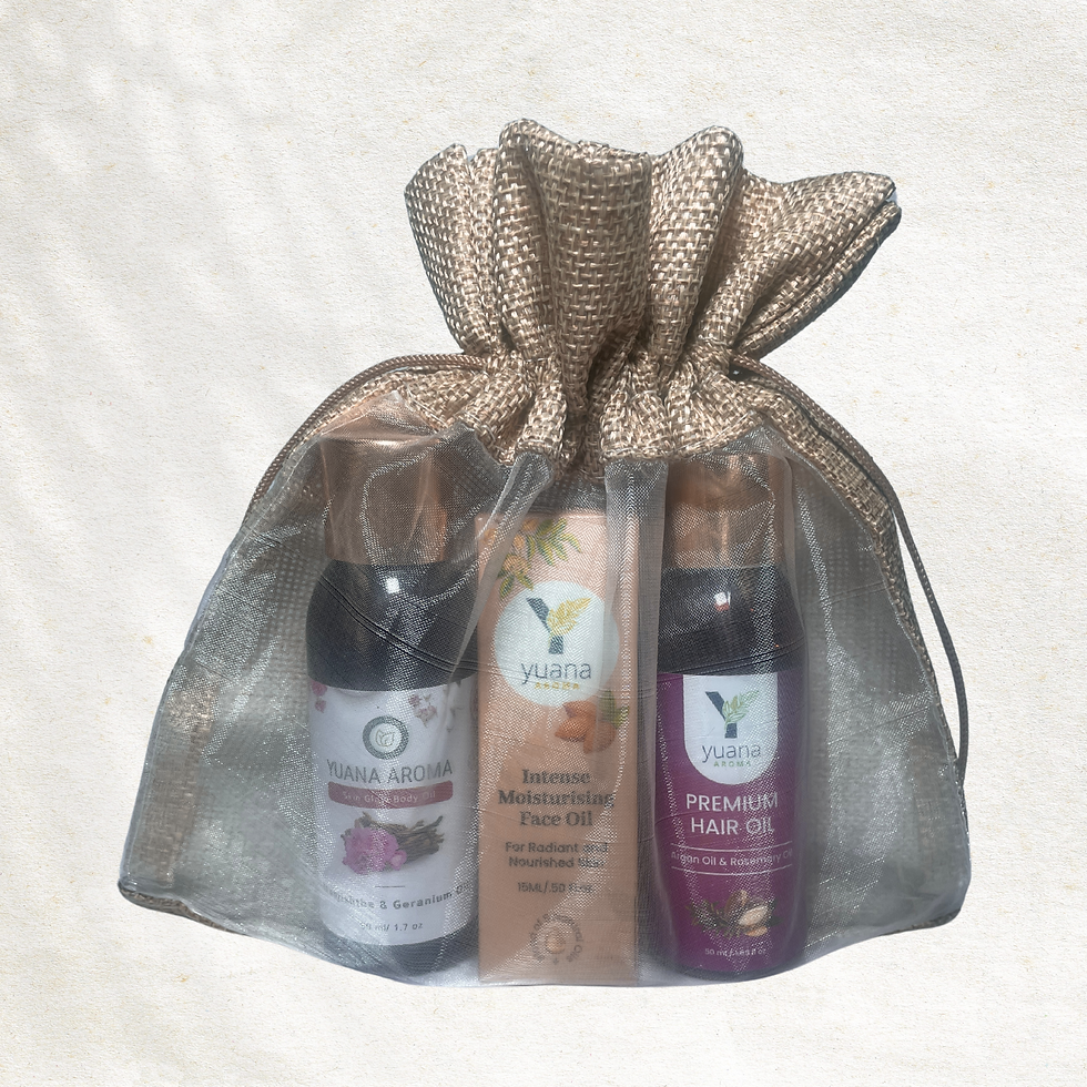 Thumbnail: Tranquil Gift Pack: Premium Hair Oil, Skin Glow Body Oil & Moisturizing Face Oil