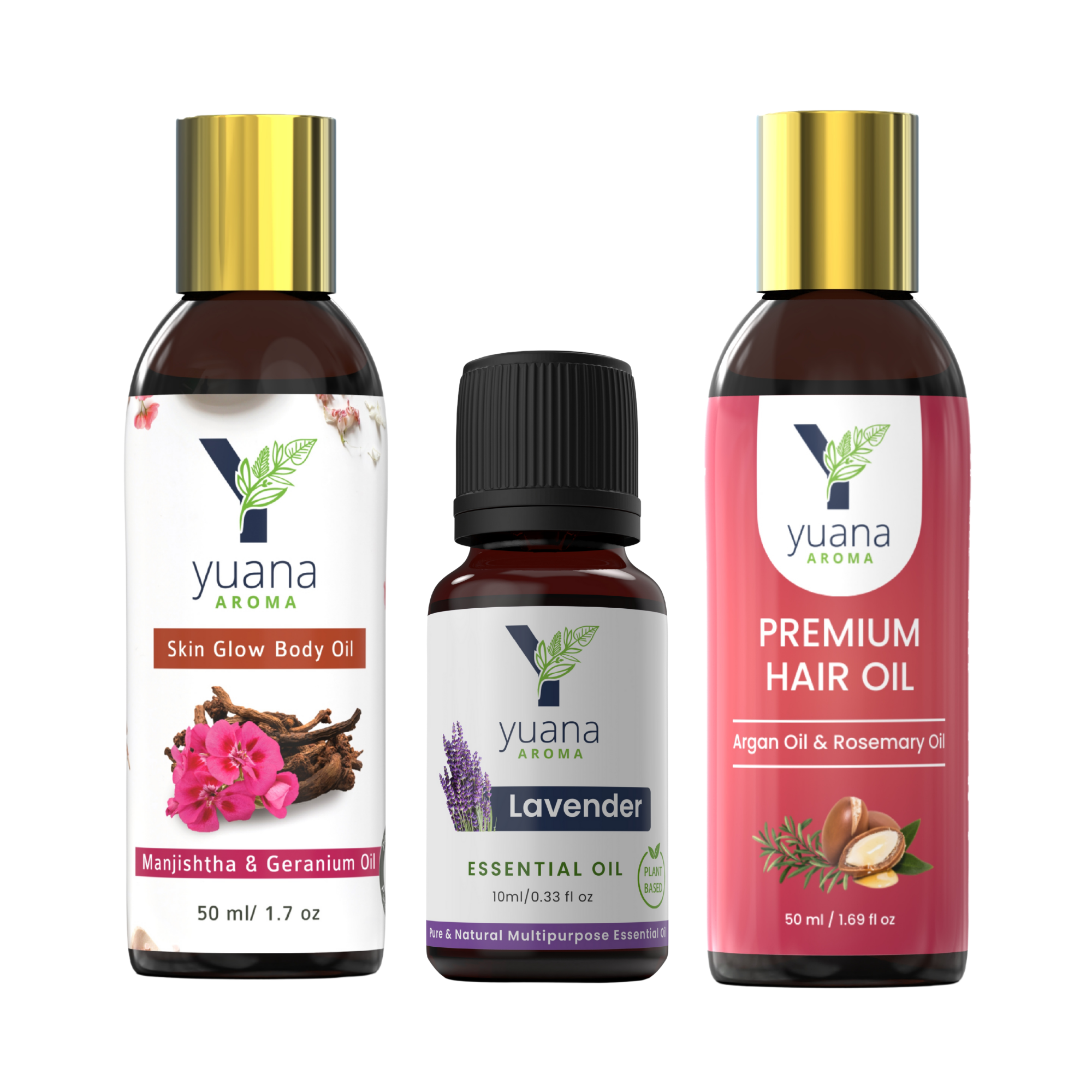 Essence Gift Pack: Premium Hair Oil, Skin Glow Body Oil & Lavender Essential Oil