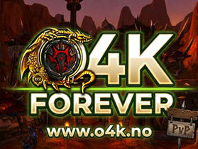 O4K Forever-banner med Horde-symbolet og teksten O4K Forever PvP