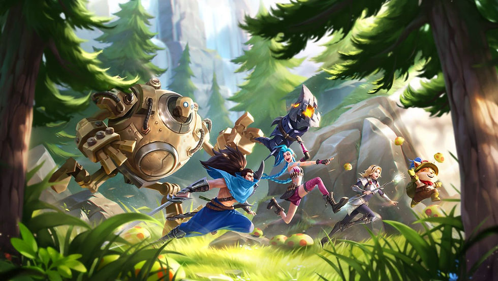 League of Legends-champions som løper gjennom skogen