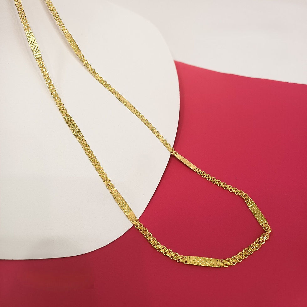 Dual-Link Etched Panel Gold Chain – Classic Artificial Design