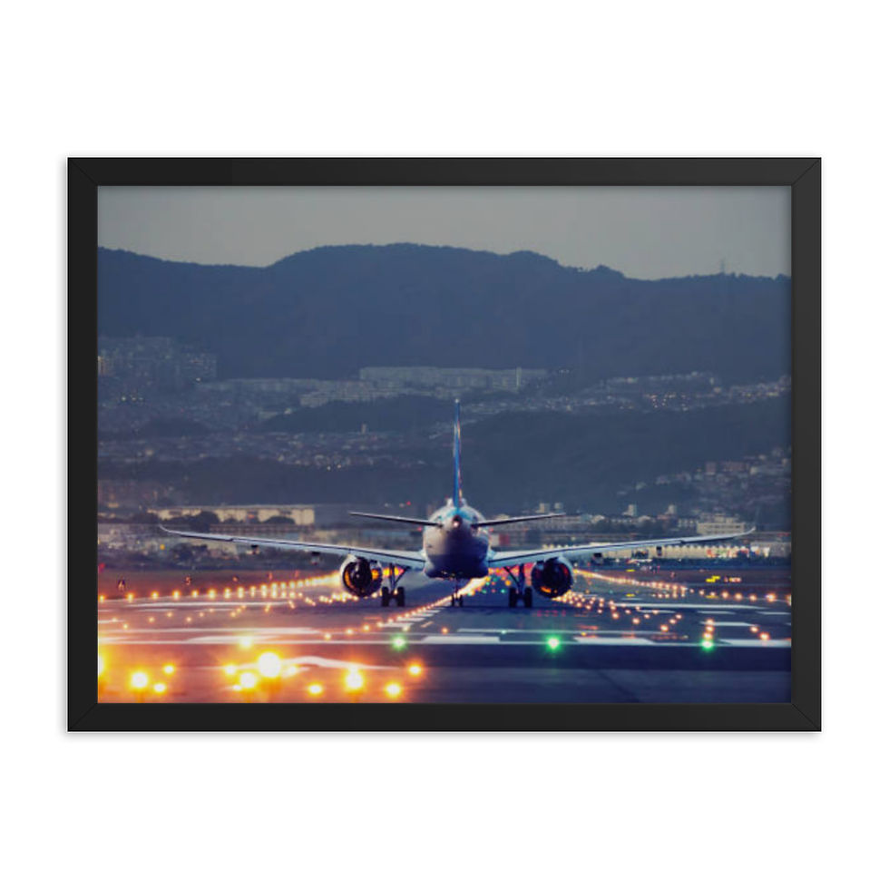 Thumbnail: Aircraft on Lighted Runway Framed poster