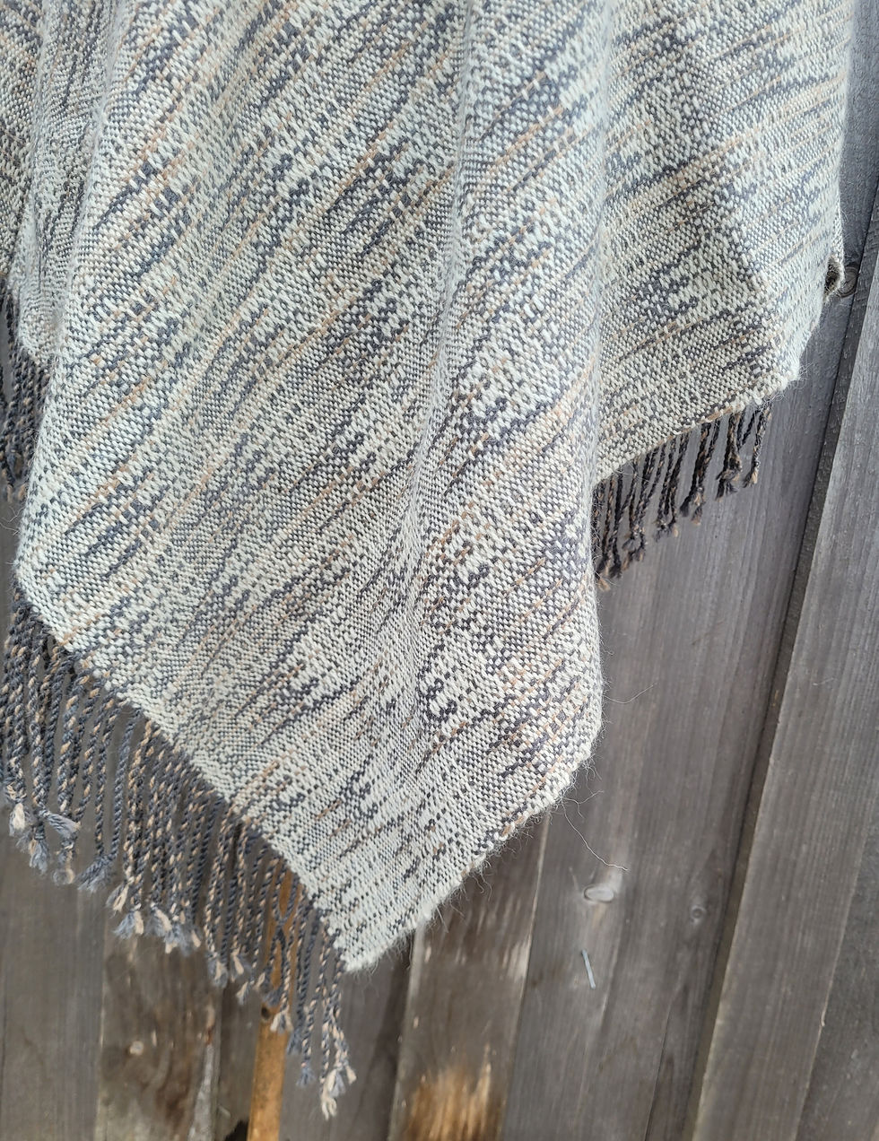 Thumbnail: Icicles Poncho, handwoven, 100% alpaca, Maritime grown and woven