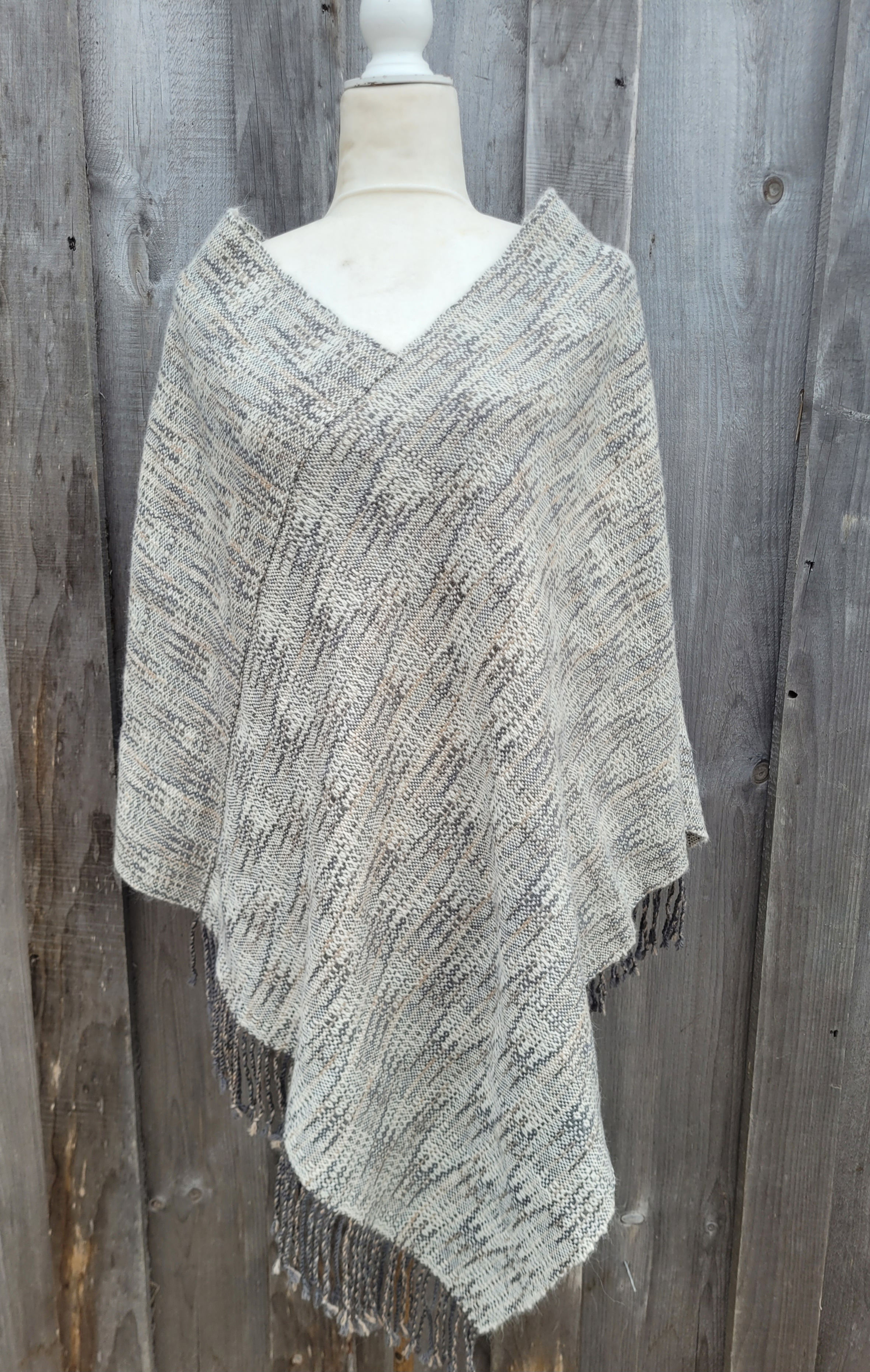 Icicles Poncho, handwoven, 100% alpaca, Maritime grown and woven