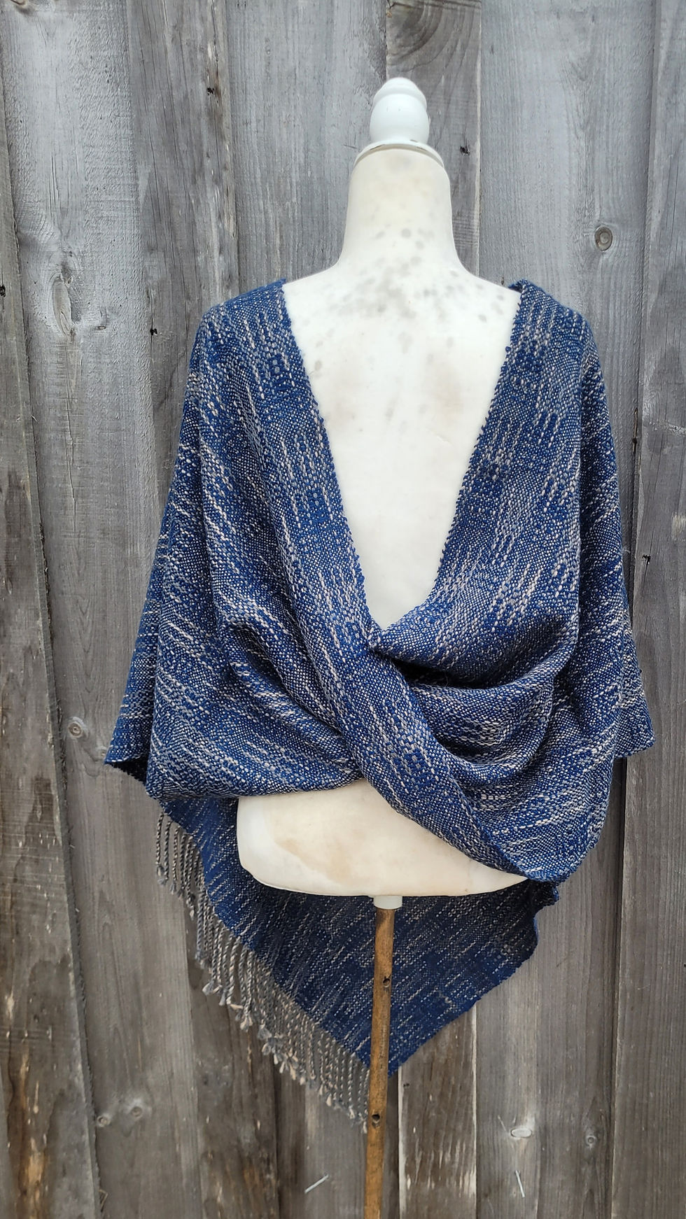 Thumbnail: Icicles Mobious Poncho, handwoven, 100% alpaca, Maritime grown and woven