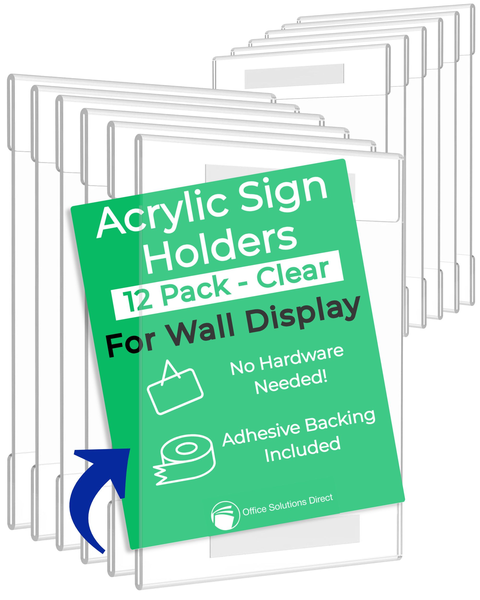 Acrylic Sign Holder 8.5 x 11 [Set of 12] for Wall Display | Clear Sign Holders