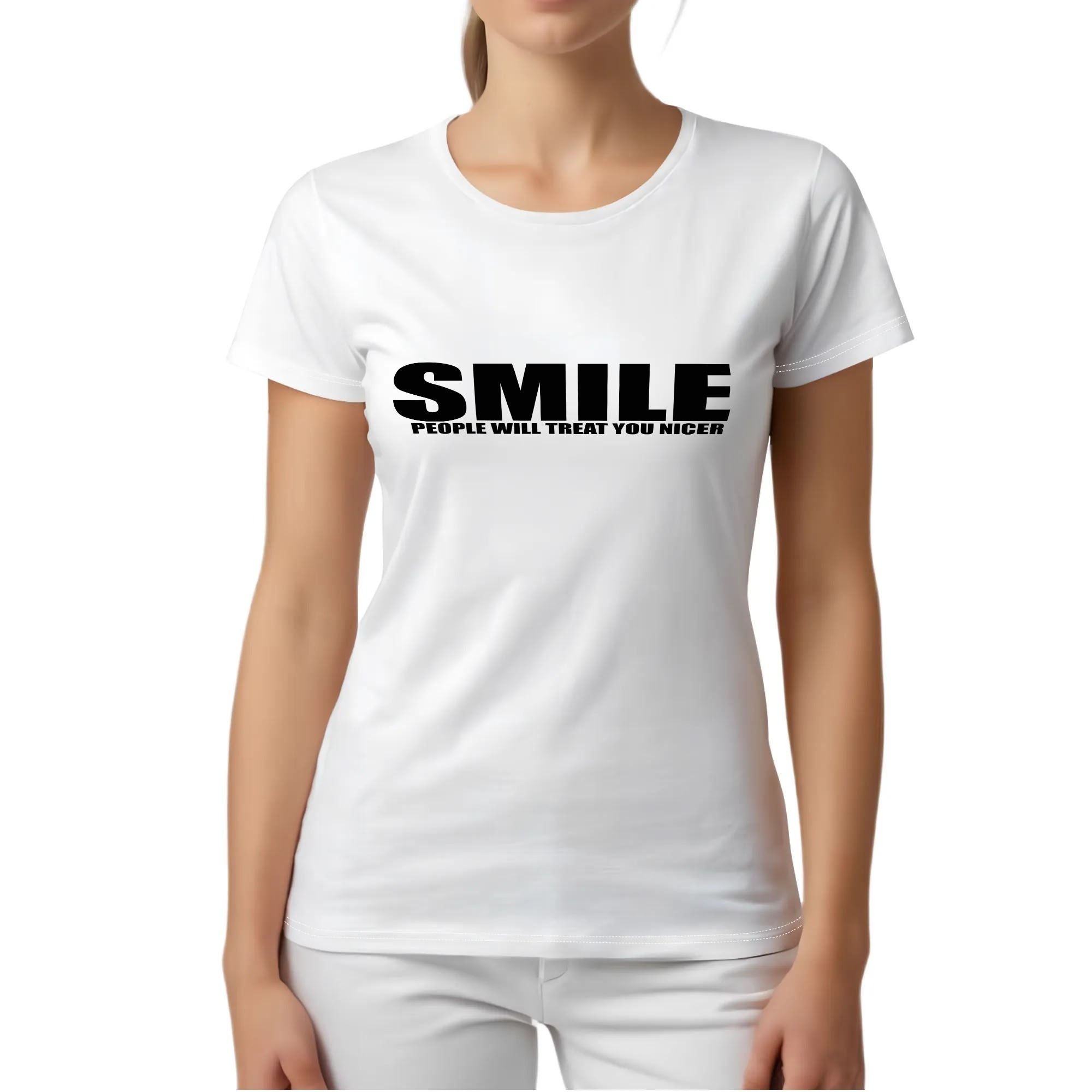 smile people will treat you nicer Crew neck T-shirts