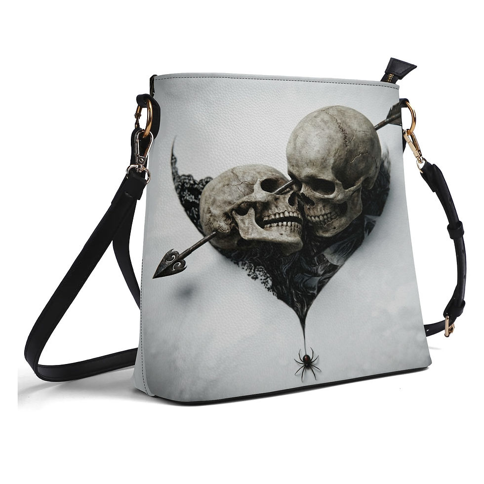 Thumbnail: Two skulls Women's PU Bucket Bag Shoulder Bag