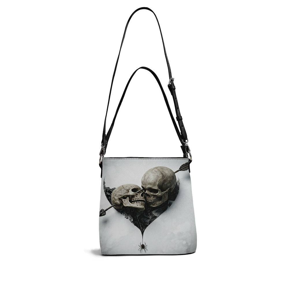 Thumbnail: Two skulls Women's PU Bucket Bag Shoulder Bag