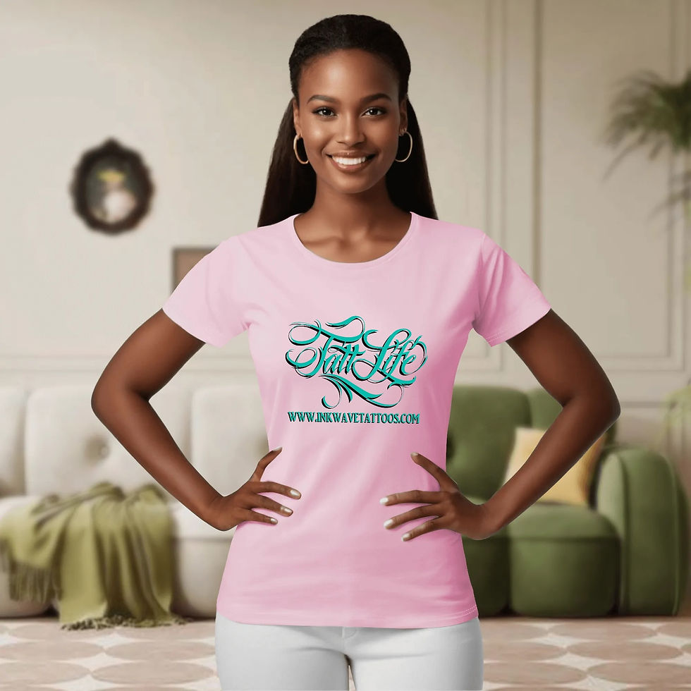 Thumbnail: Tatt life Teal Woman Crew neck T-shirts