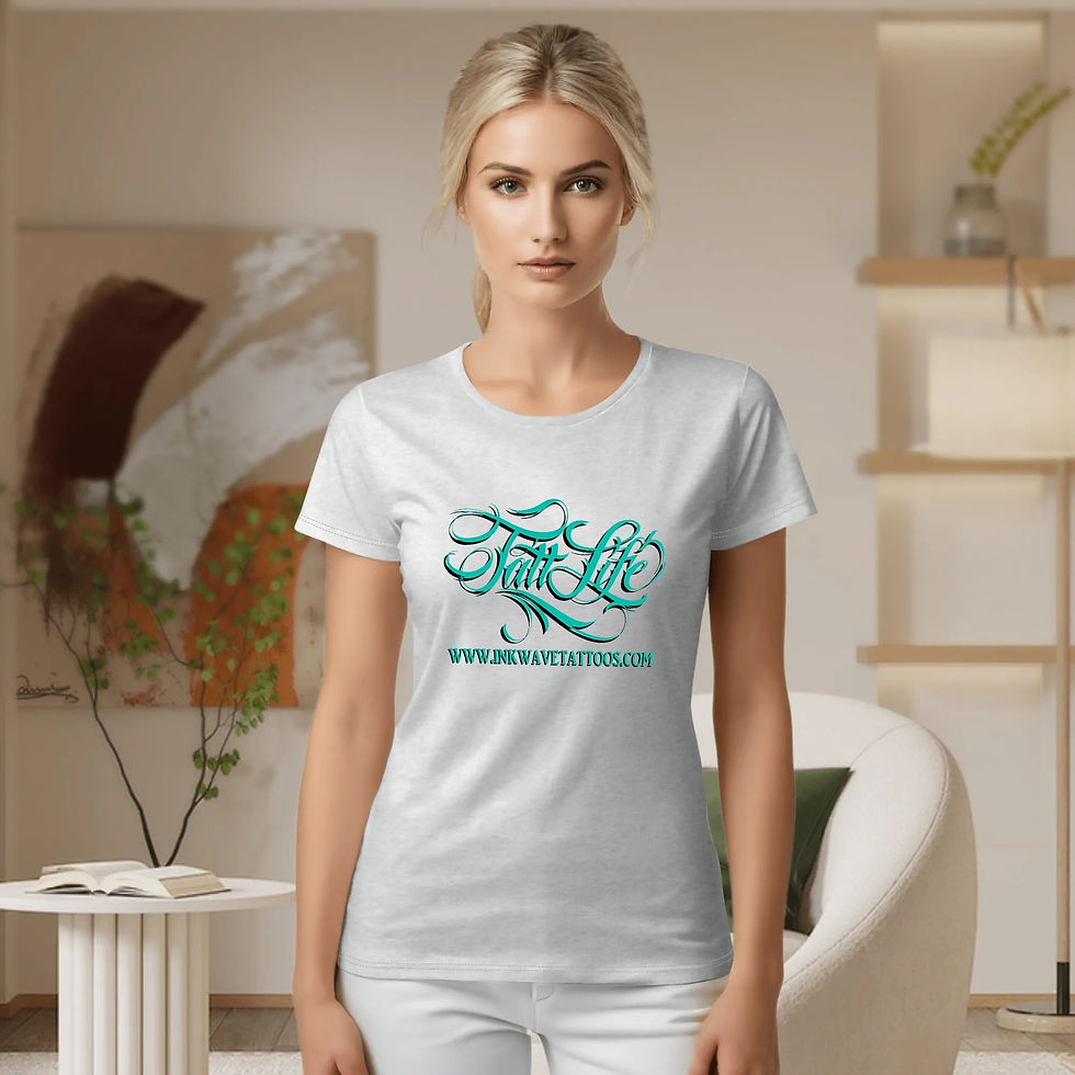 Thumbnail: Tatt life Teal Woman Crew neck T-shirts
