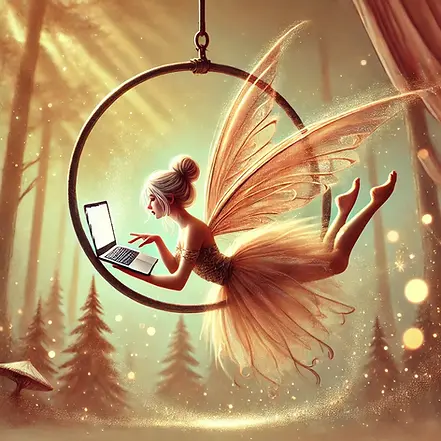 DALL·E 2024-10-13 19.29.29 - An illustrated digital fairy gracefully balanced while lying
