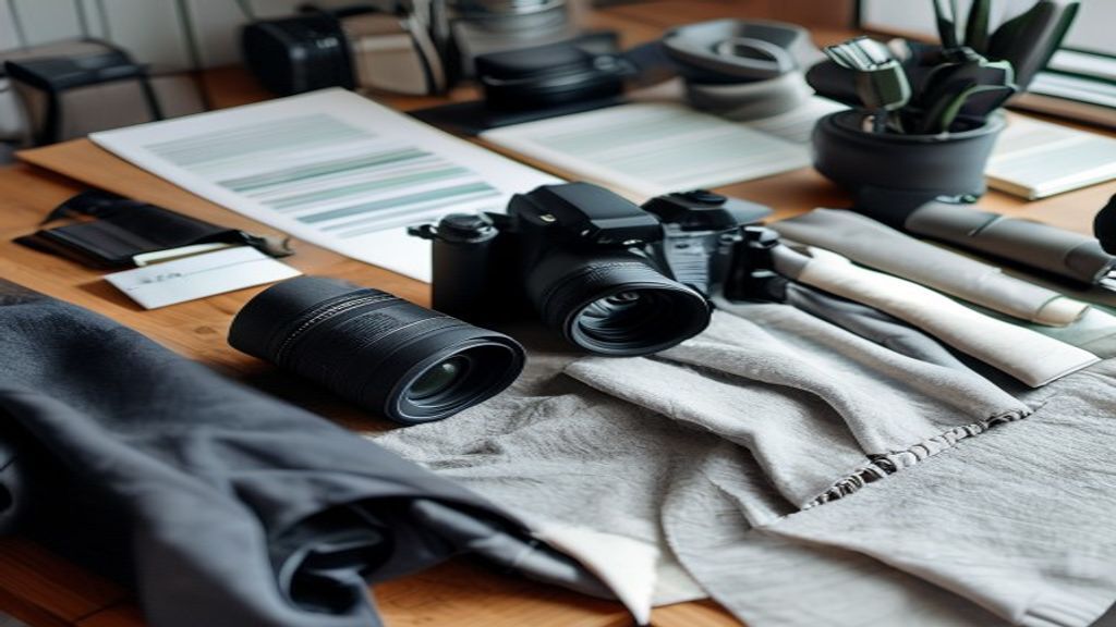 Content planning table with photography, video notes, and garment samples.