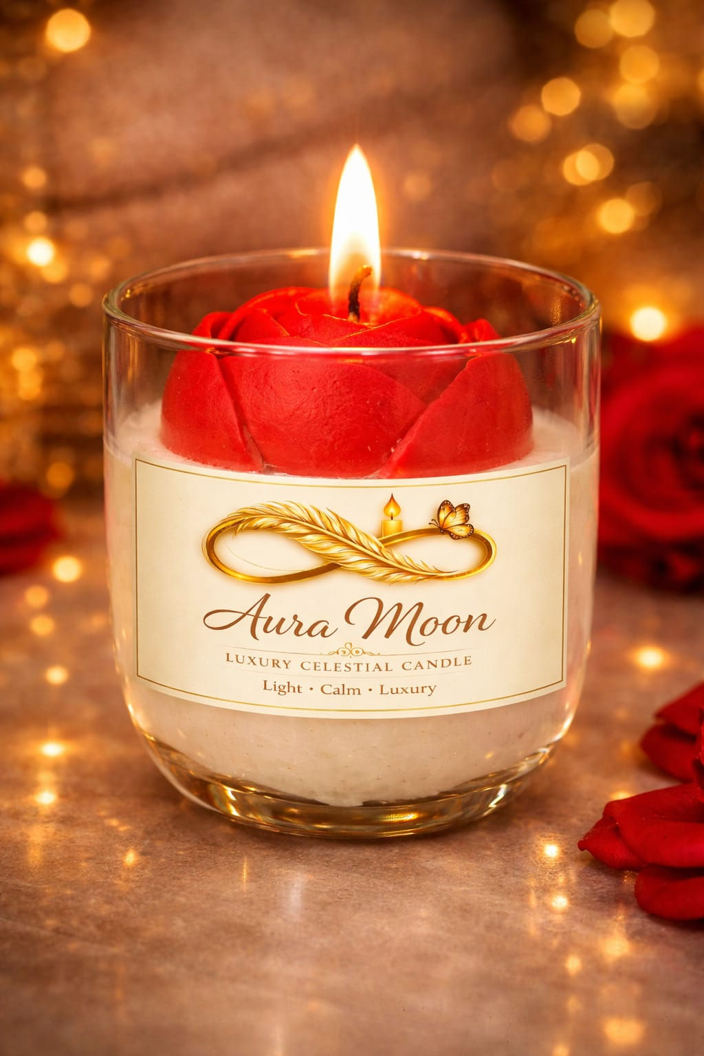 VALVET FLAME ROSE CANDLE