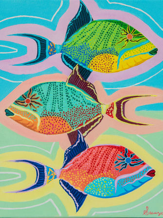 queen triggerfish colorful painting