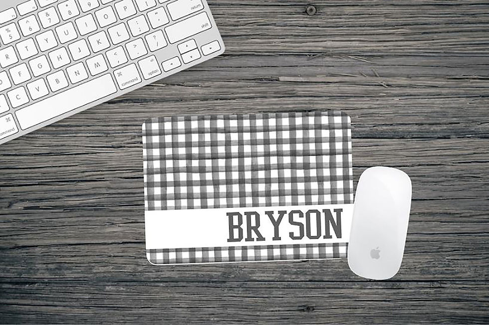 Thumbnail: Personalized Rectangle Watercolor Gingham Mousepad