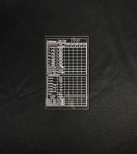 personalized acrylic yahtzee score card website
