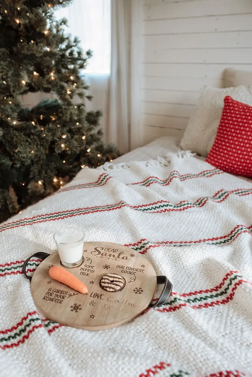 Thumbnail: Santa Cookies and Milk Tray | Personalized Santa Cookie Tray | Rustic Santa Tray