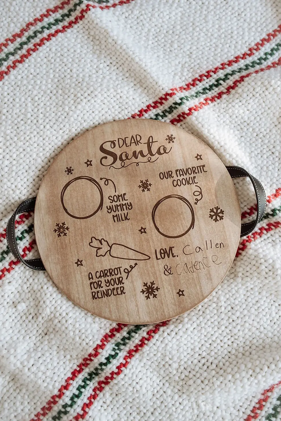 Thumbnail: Santa Cookies and Milk Tray | Personalized Santa Cookie Tray | Rustic Santa Tray