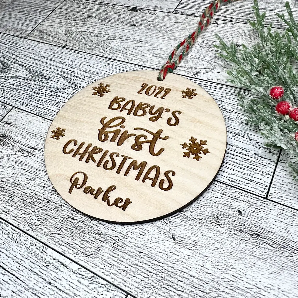 Thumbnail: Baby's First Christmas Custom Wood Tree Ornament