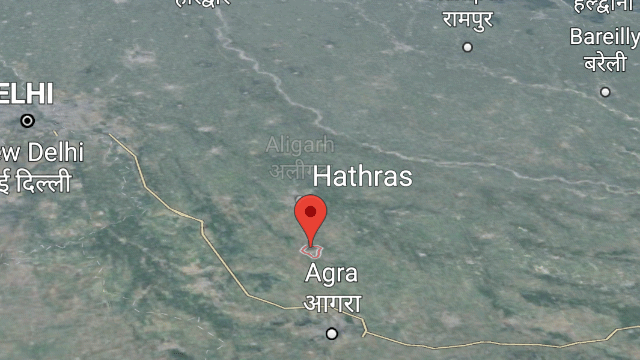 Hathras on Google Map in satellite view