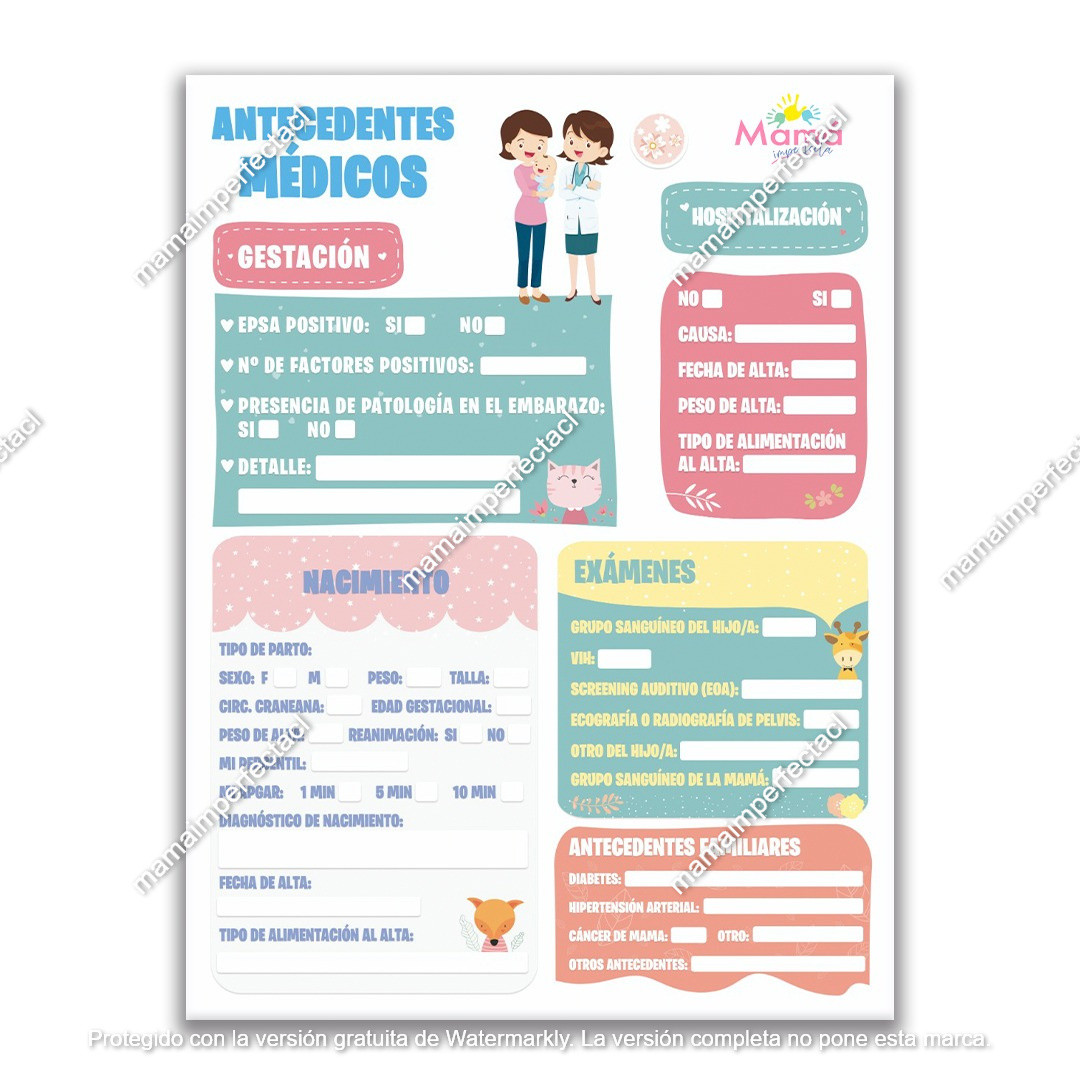 Antecedentes Médicos de tu bebé para descargar