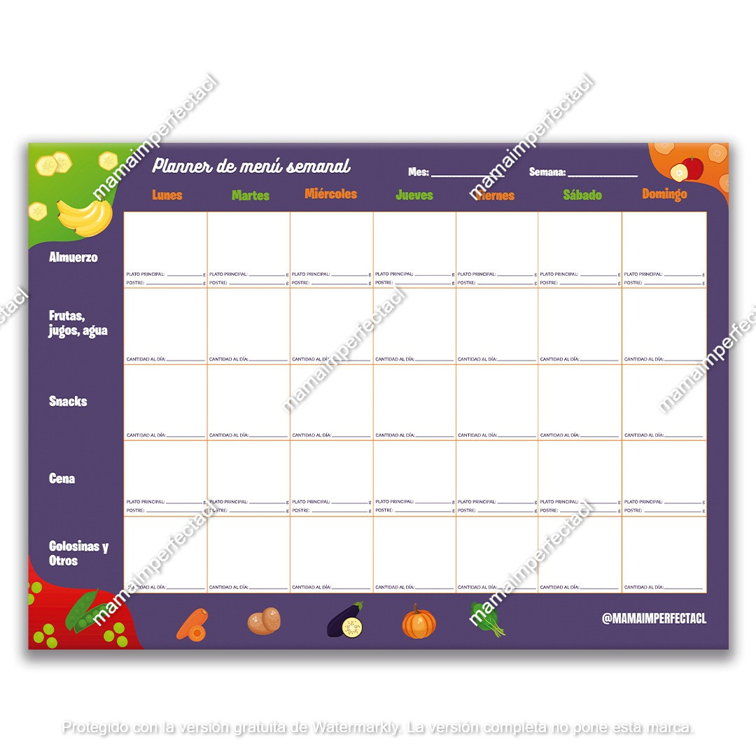Planner Menú Semanal para descargar