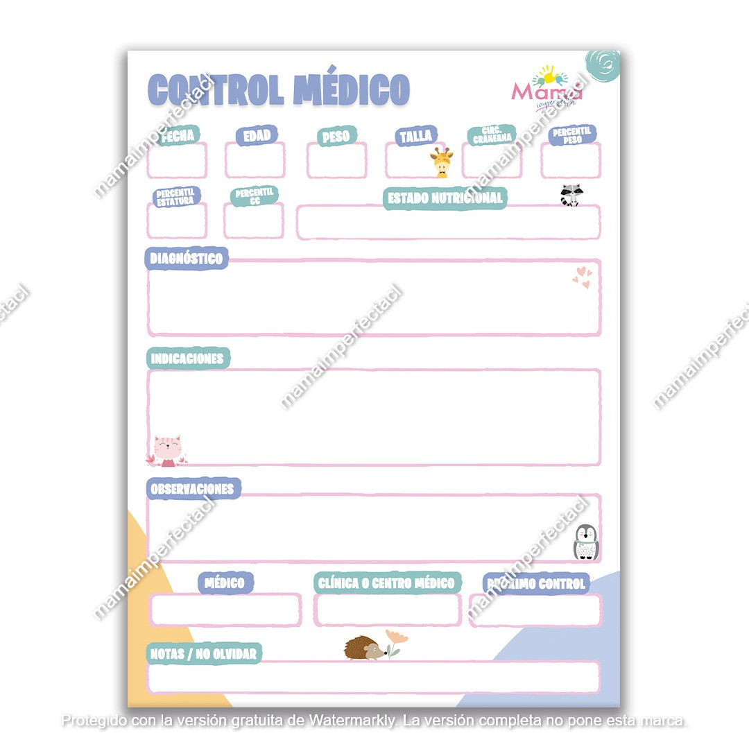Control Médico para tu bebé descargable