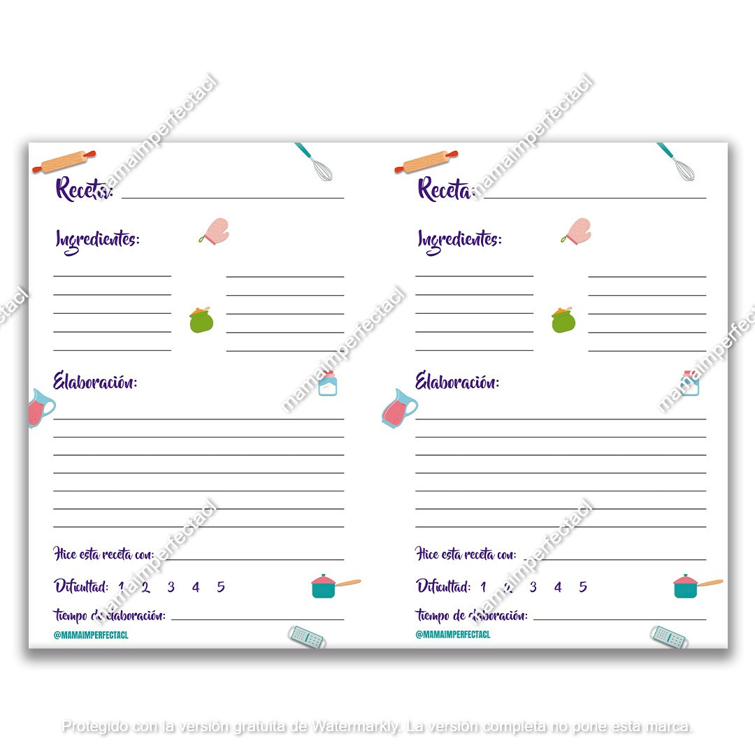 Mi Primer Cuaderno para Recetas descargable