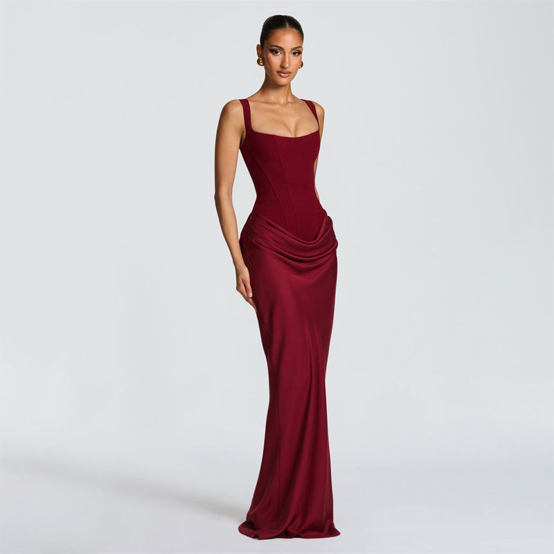 Thumbnail: Woman in long red party dress
