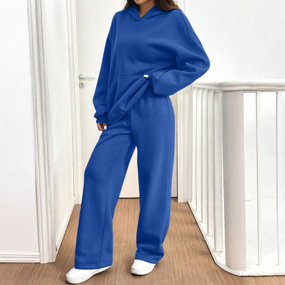 Thumbnail: Blue tracksuit with hoodie and wide-leg pants