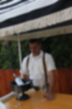 Bartender at champagne cart