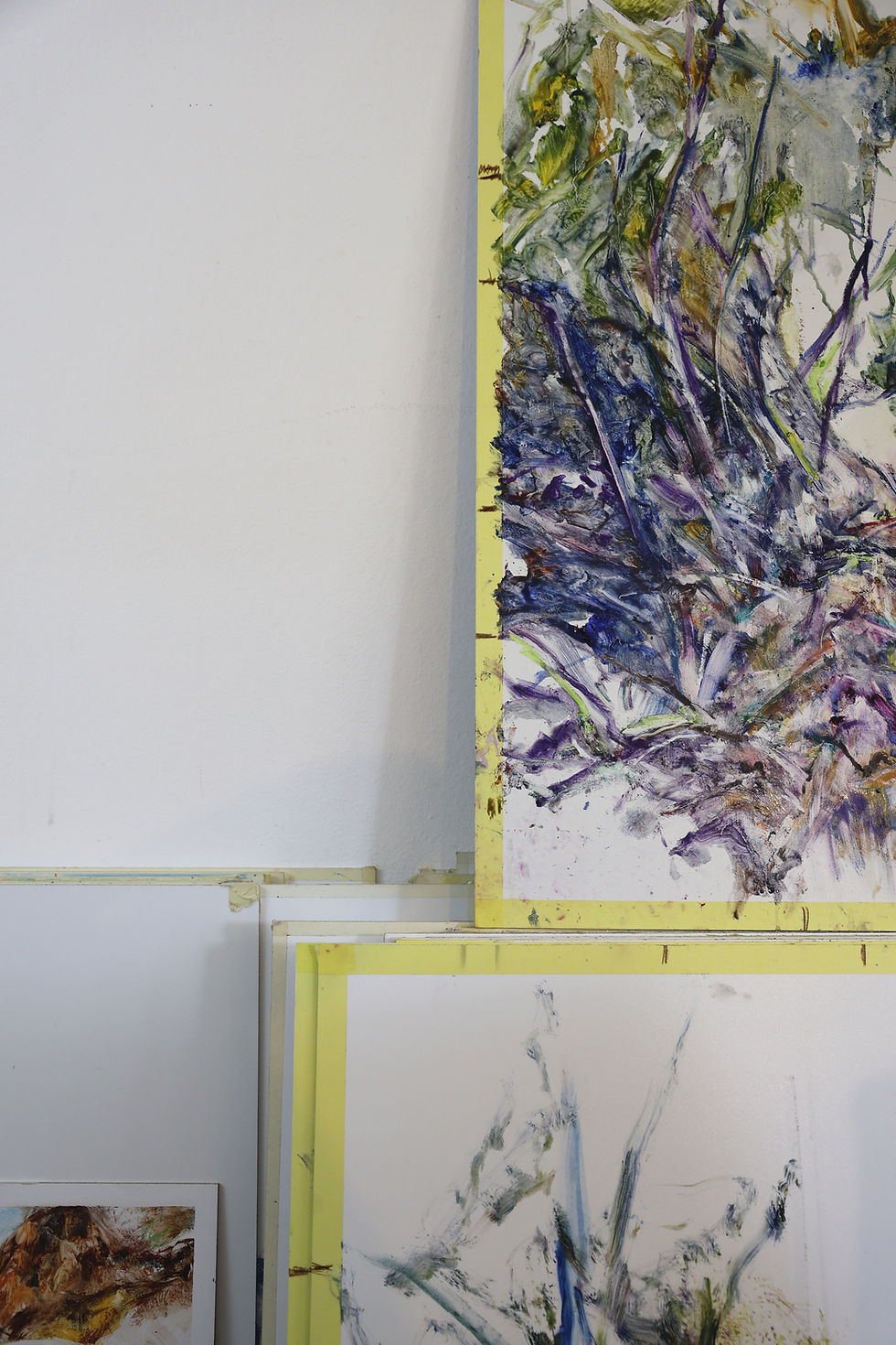 Toiles au repos dans l'atelier de Charles Vogt