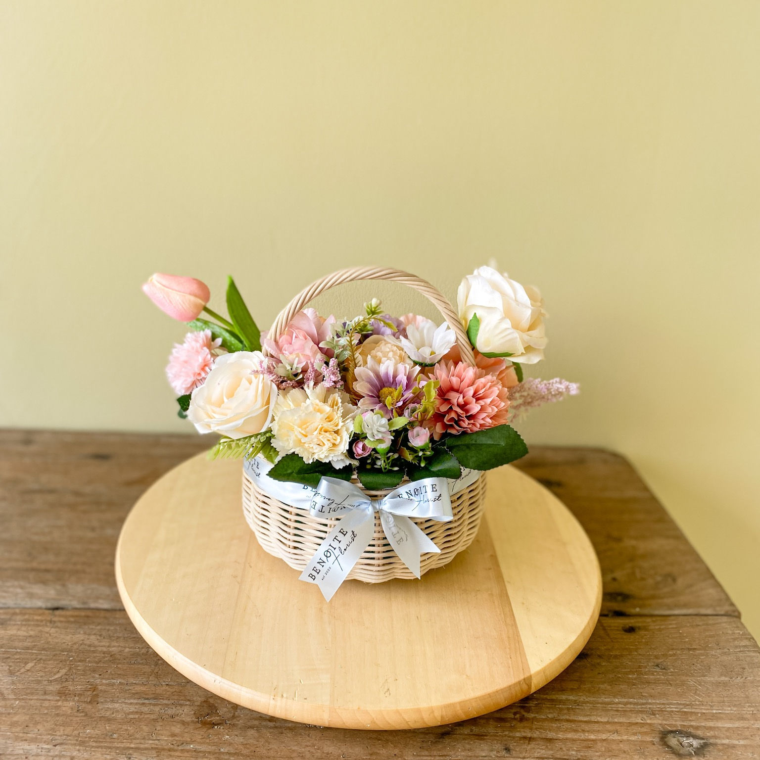Artificial Flower Basket (Pink)