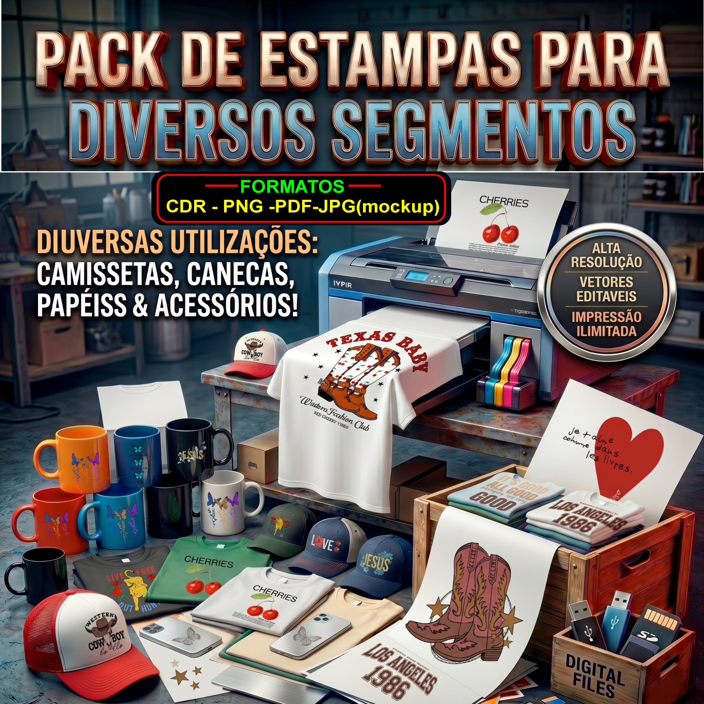 Arquivos Profissionais para Produção 50 arquivos Formatos vetor CDR, PNG e PDF