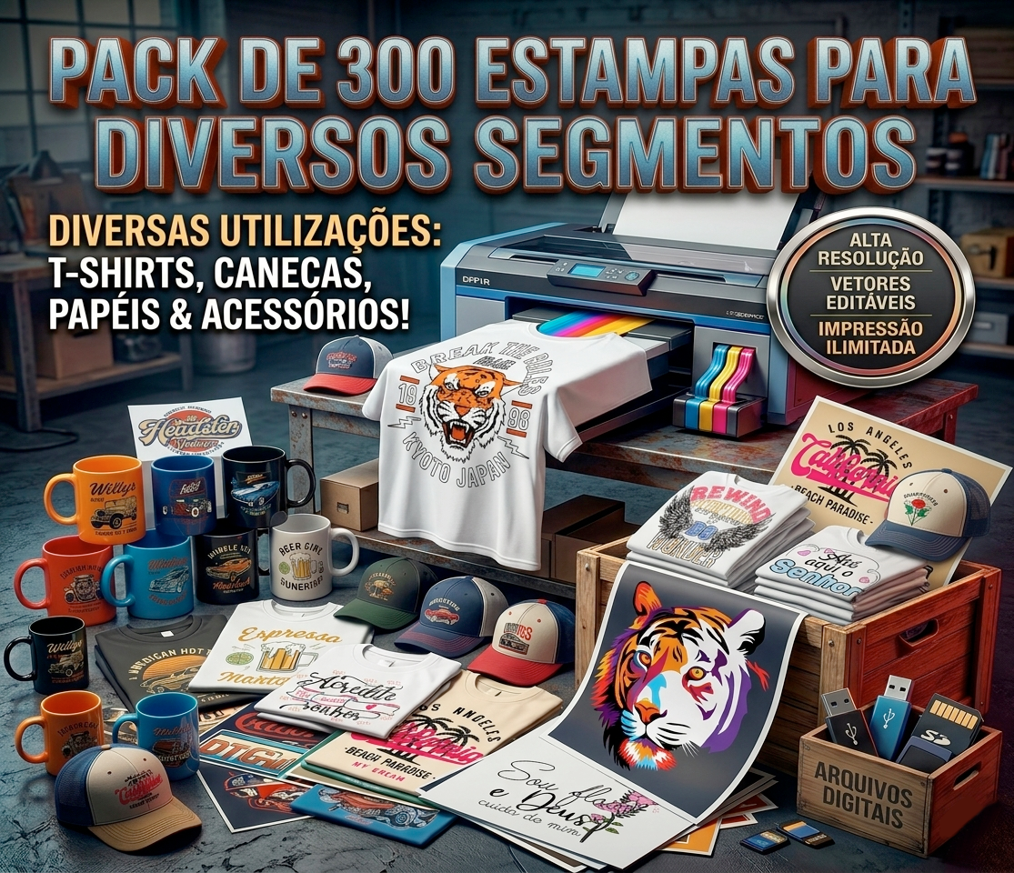 Pack de Mais de 300 arquivos Formatos vetor CDR, PNG e PDF