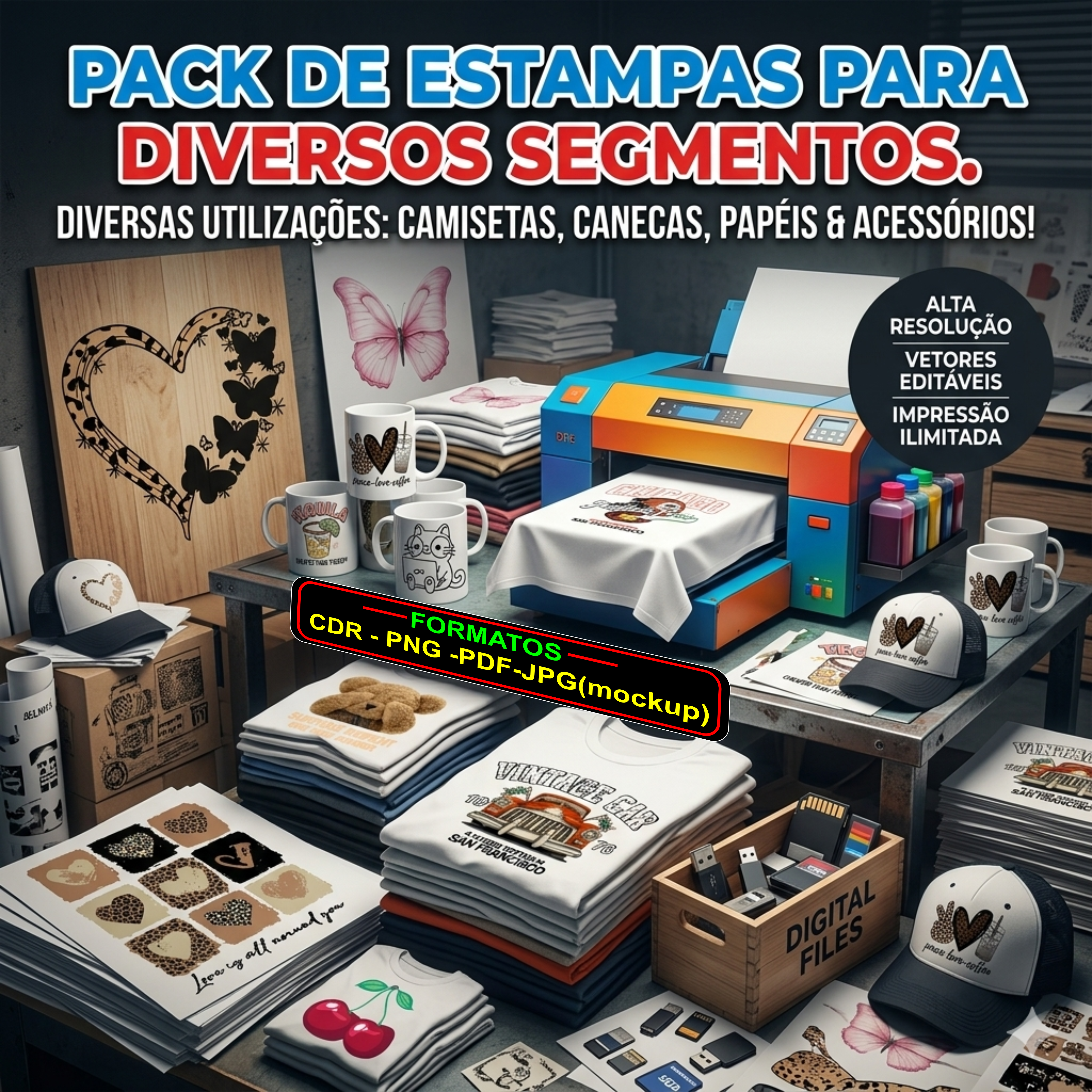 Praticidade. 50 arquivos Formatos vetor CDR, PNG e PDF