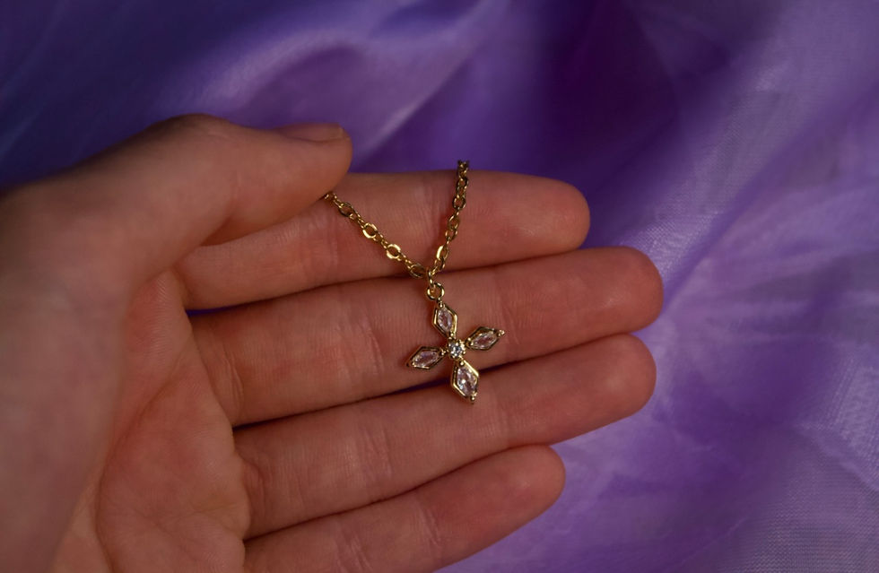 Thumbnail: Gemstone Cross Necklace