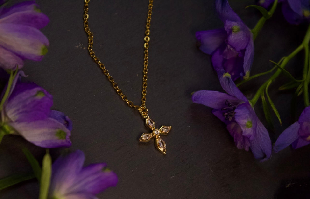 Gemstone Cross Necklace