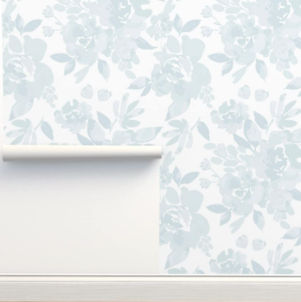 light blue floral wallpaper