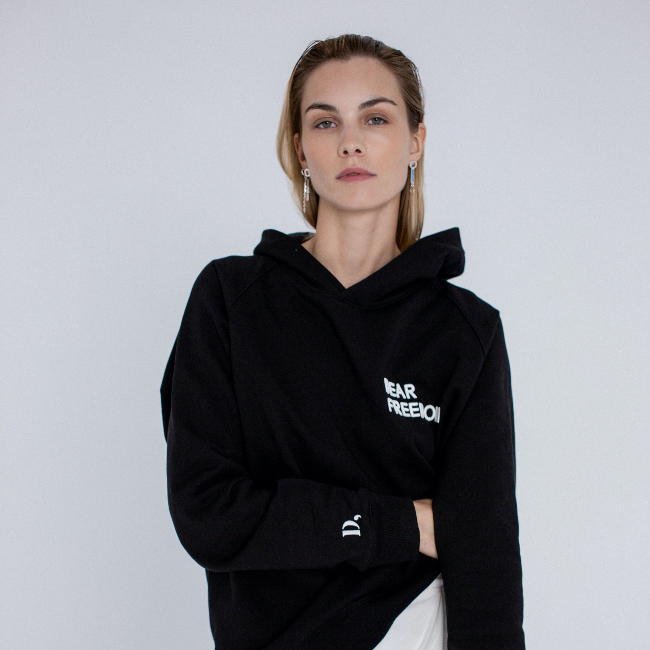 Unisex Black hoodie "Dear Freedom"