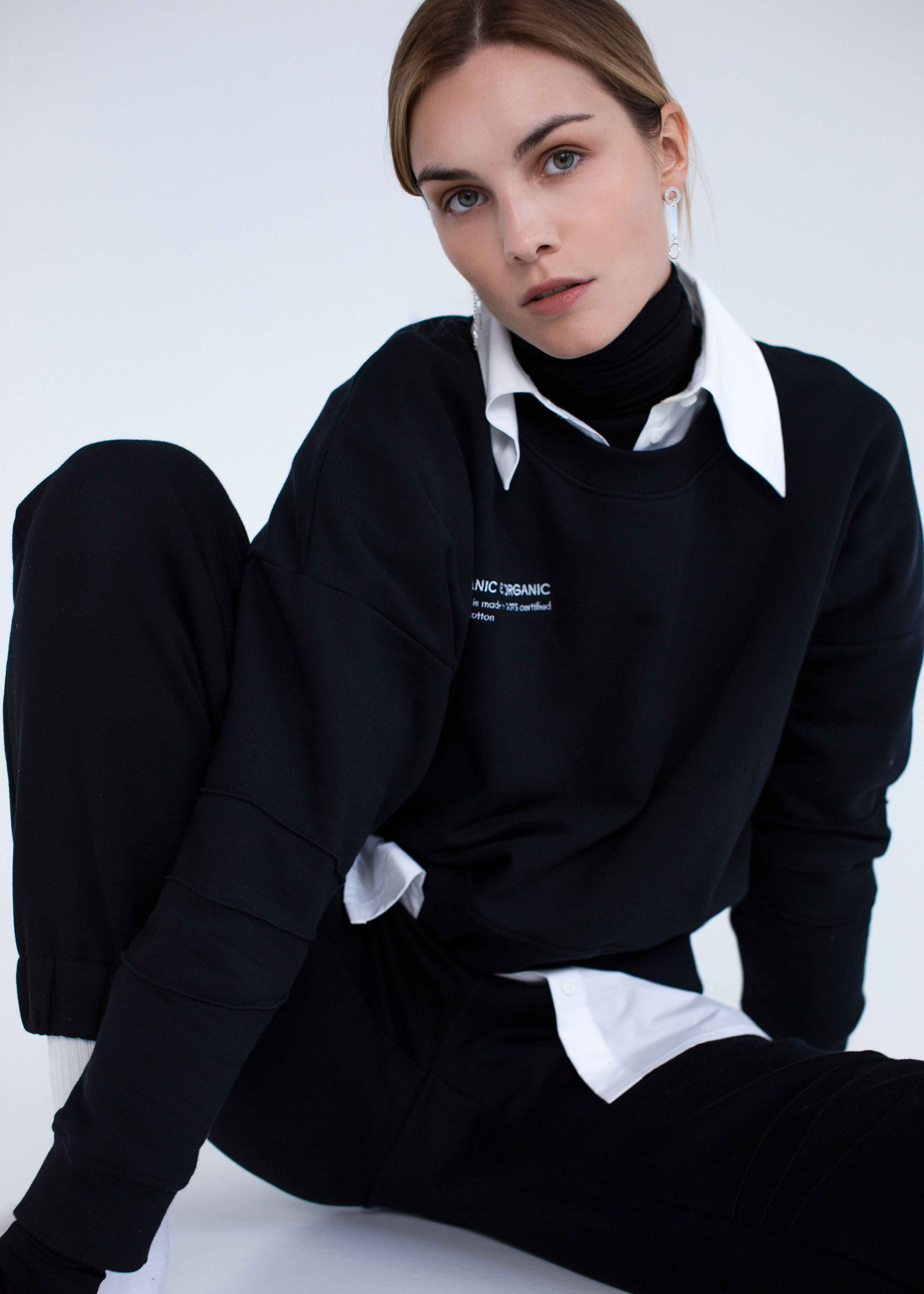 Black Sweatshirt "DON'T PANIC GO ORGANIC" Dear Freedom - organic cotton