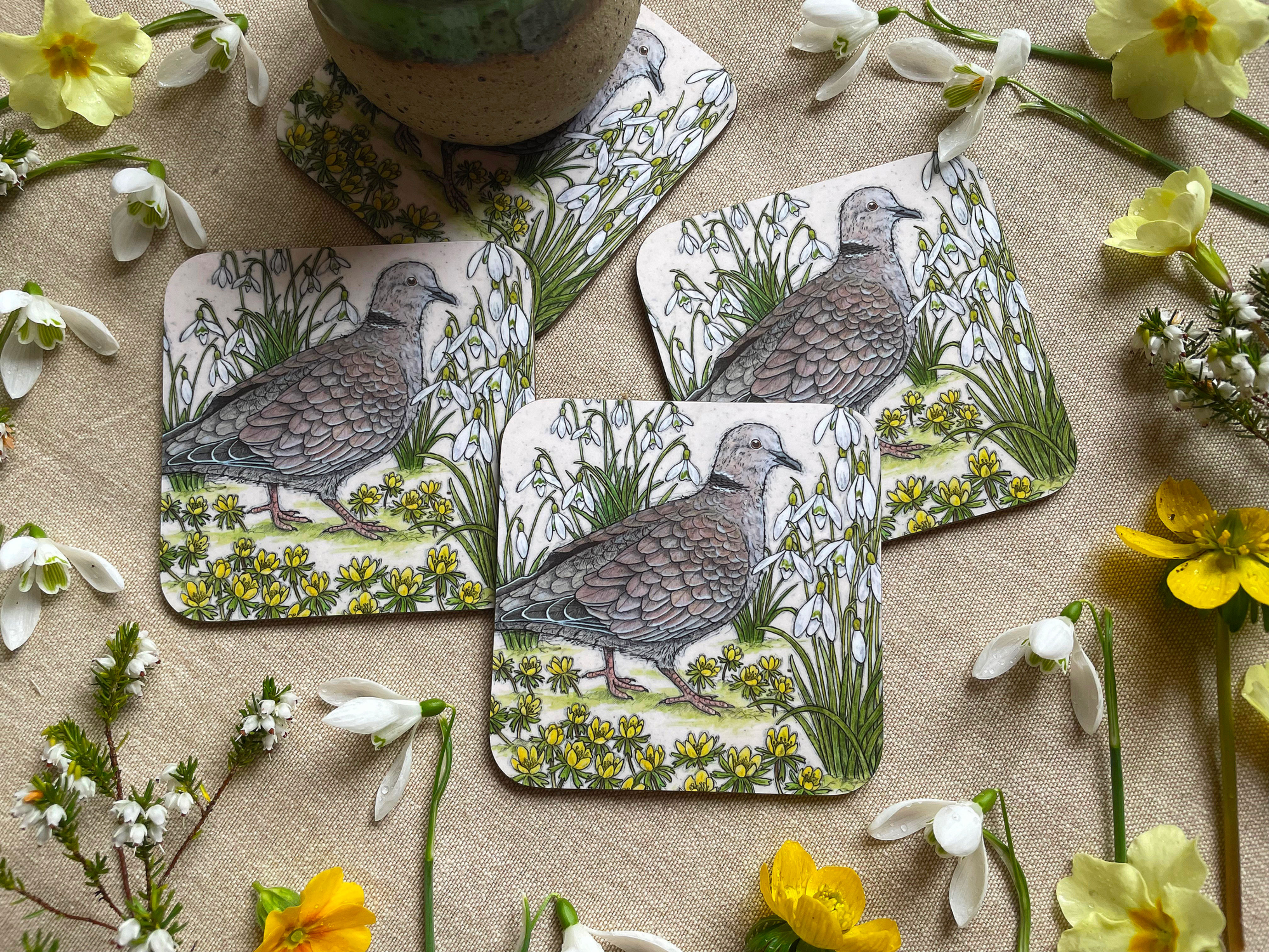 Springtime Collared Dove Coaster