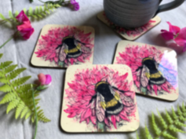 Bumblebee & Allium Coaster
