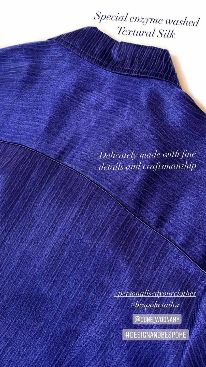 Thumbnail: Cobalt Blue Ladies Belted Textural Silk Jumpsuit