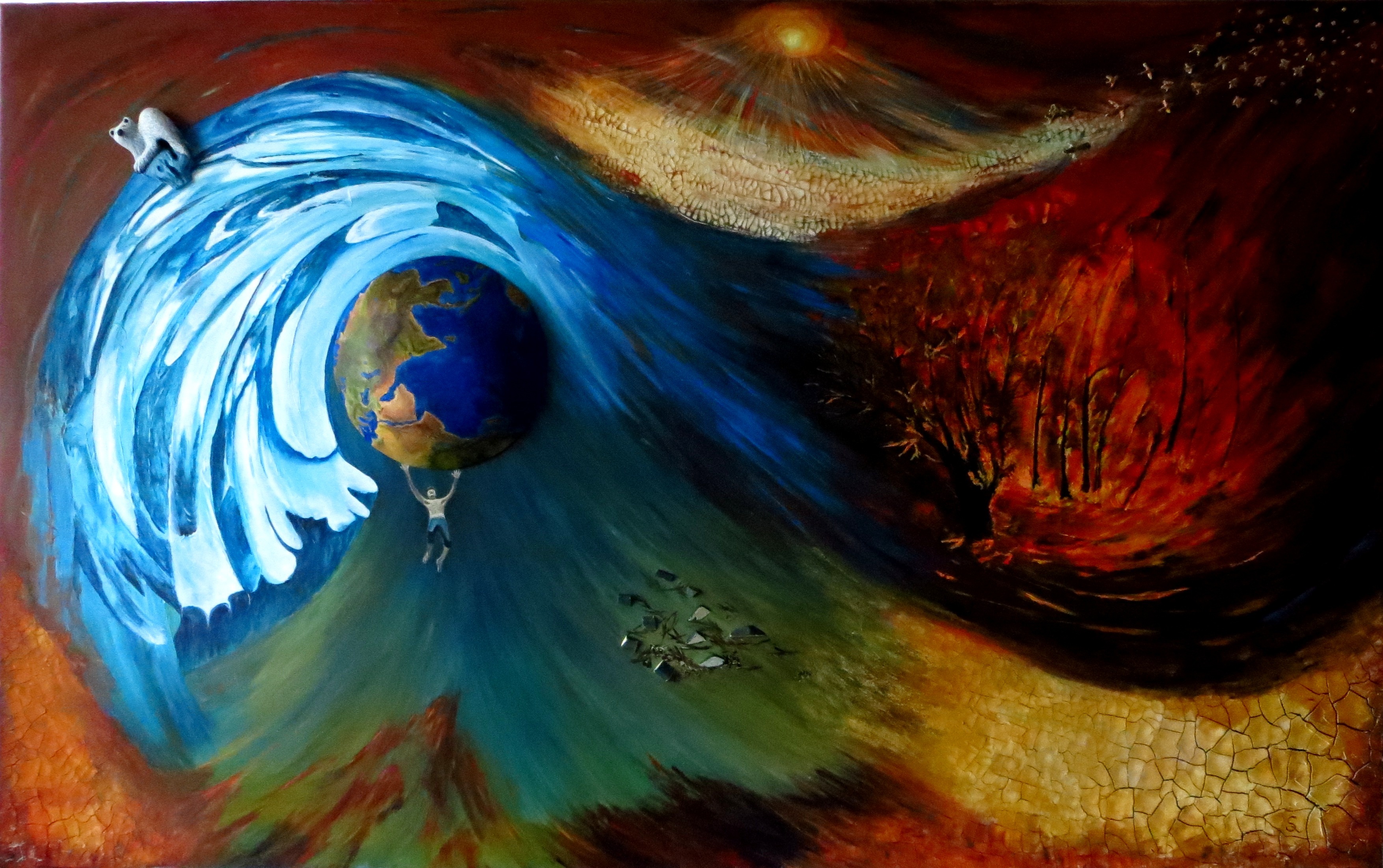 Klimaapokalypse (100x160x3) Acryl, 3D