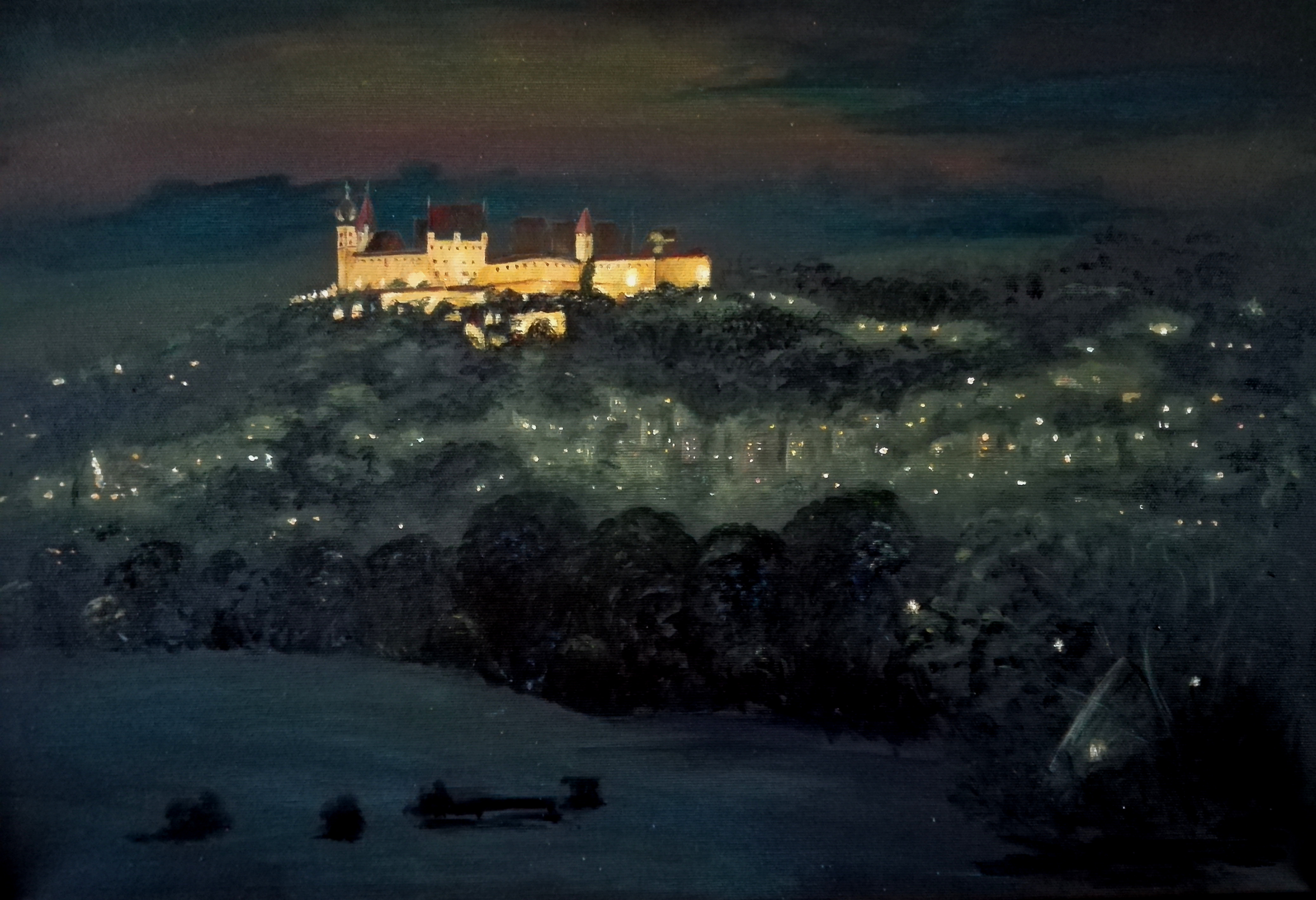 Veste Coburg bei Nacht (60x40 Acryl)