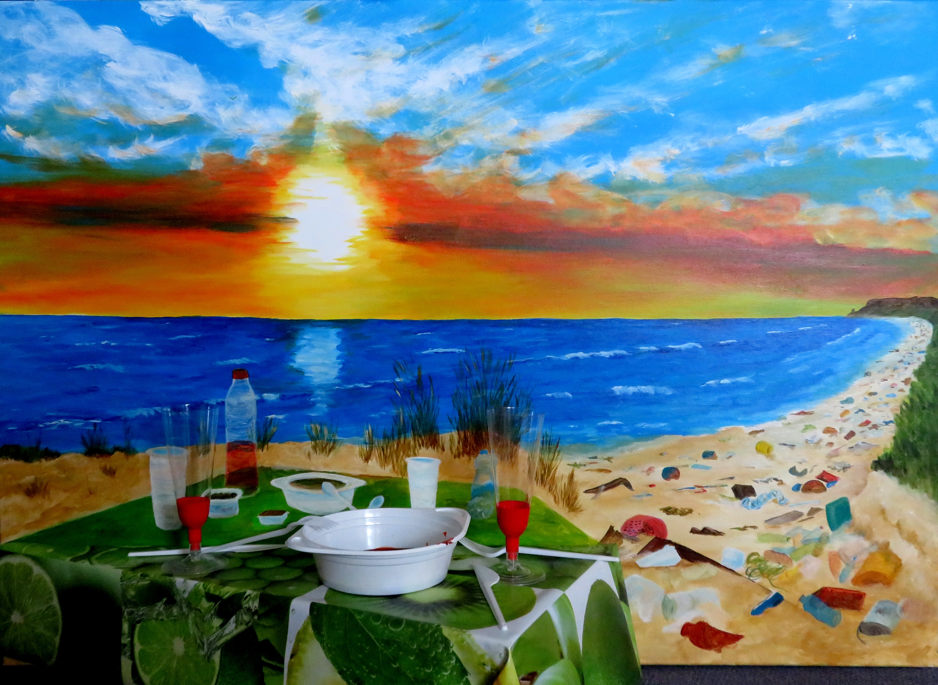 Guten Appetit (70x100x34) Acryl auf Lei