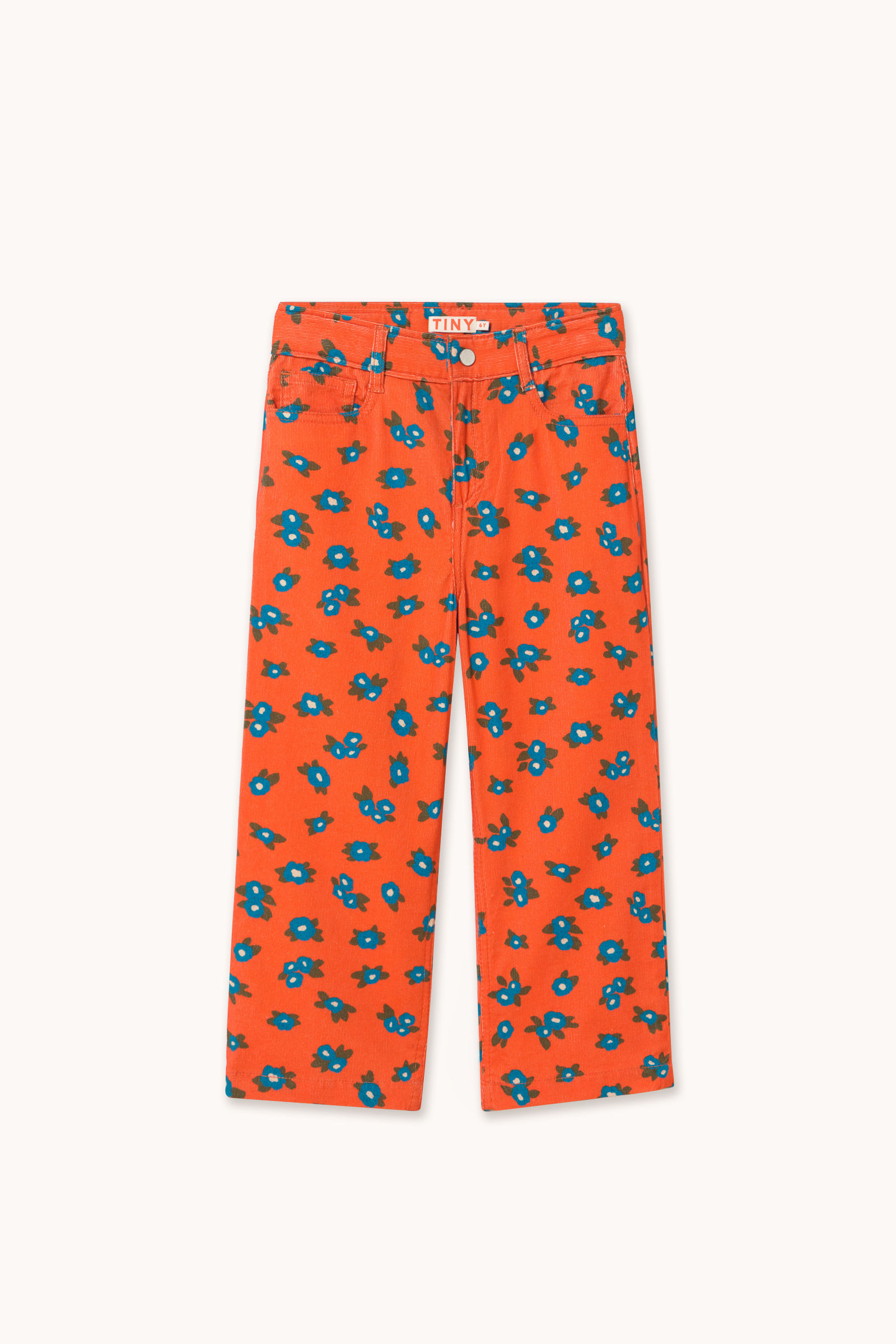 BLUE FLOWERS STRAIGHT CORDUROY PANTS