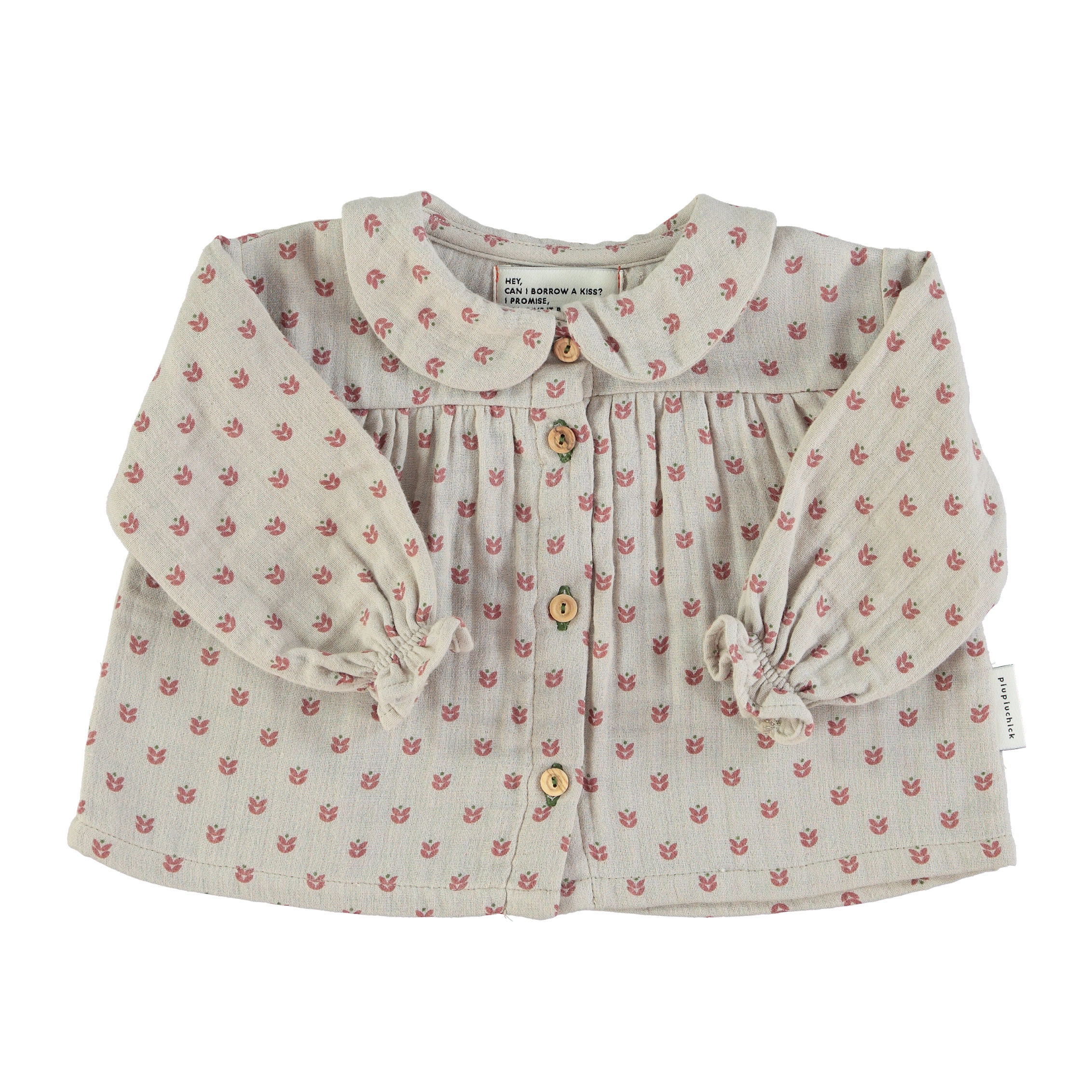Baby peter pan collar blouse | taupe w/ little flowers